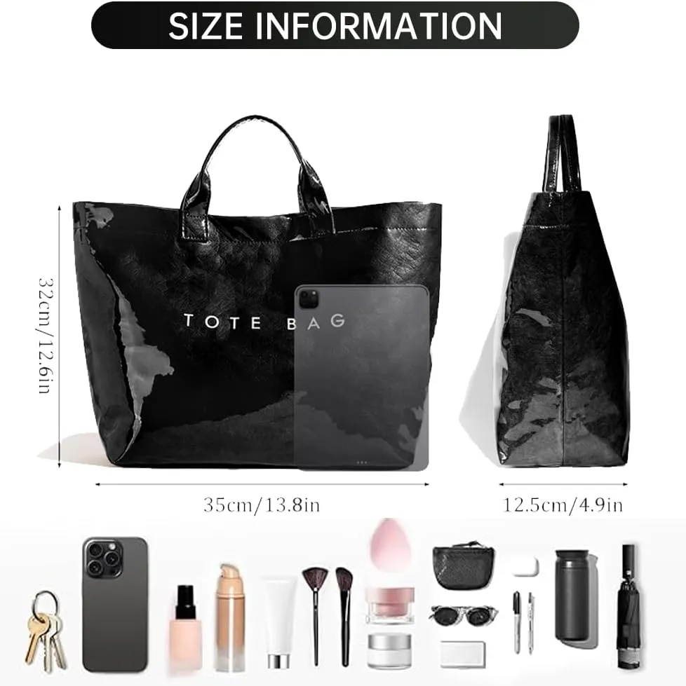 Tote Bag for Women,Large Work Tote Bag Clear Plastic Handbag PVC Letter Printed Bag Kraft Paper Hobo Bag with Handle