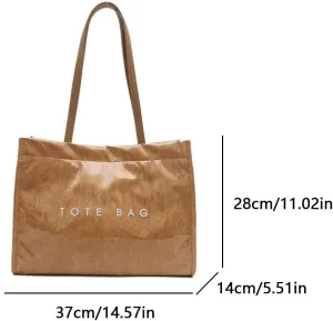 Tote Bag for Women,Large Work Tote Bag Letter Printed Bag PVC Tote Bag Clear Plastic Shoulder Bag Top Handle Hobo Bag