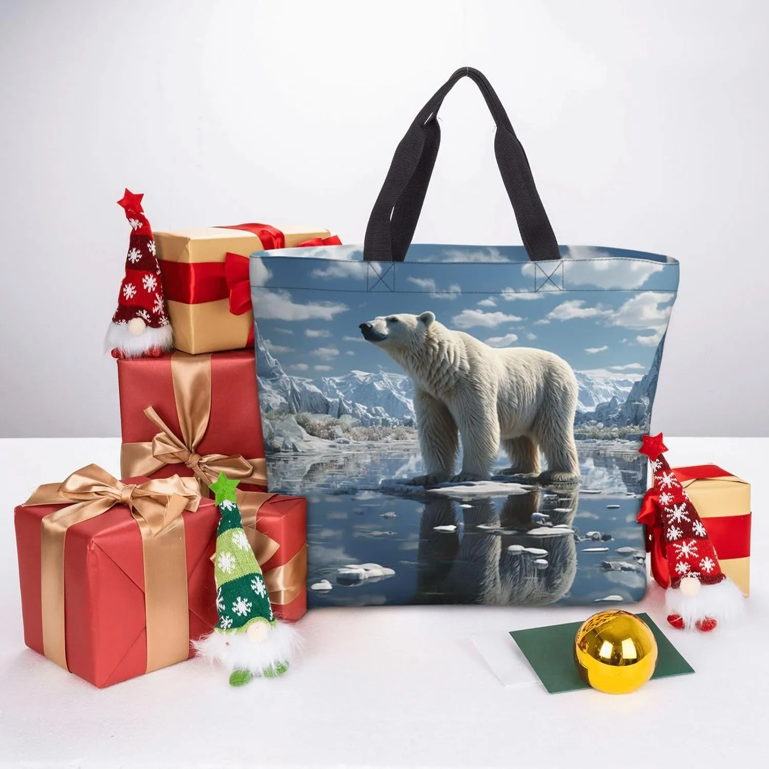 Tote Bag Large Capacity Grocery Bag With Zipper Golden Retriever Paw Prints Shopping Bag Shoulder Bag for Women