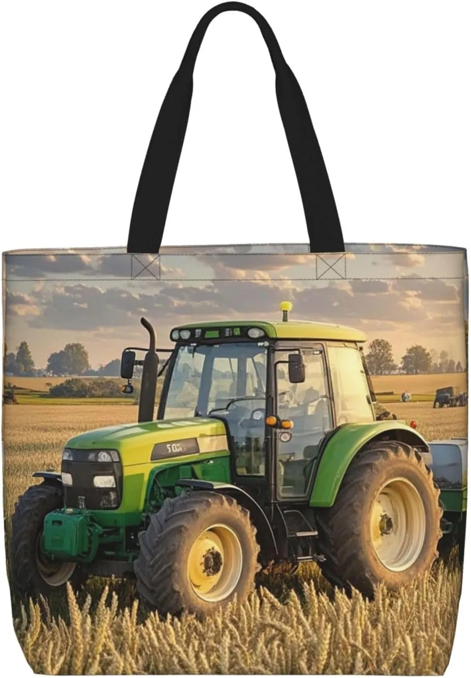 Tote Bag Large Capacity Grocery Bag With Zipper Tractor farm Shopping Bag Shoulder Bag for Women