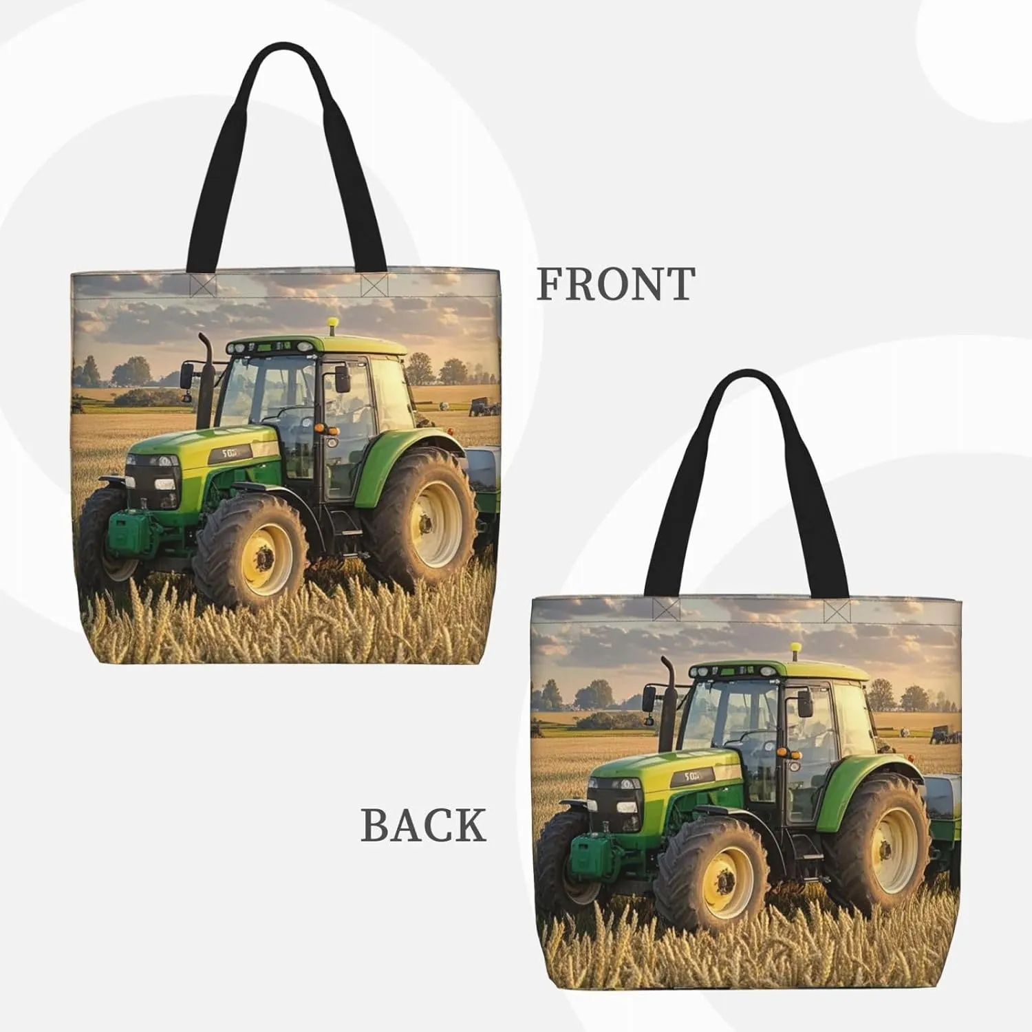 Tote Bag Large Capacity Grocery Bag With Zipper Tractor farm Shopping Bag Shoulder Bag for Women