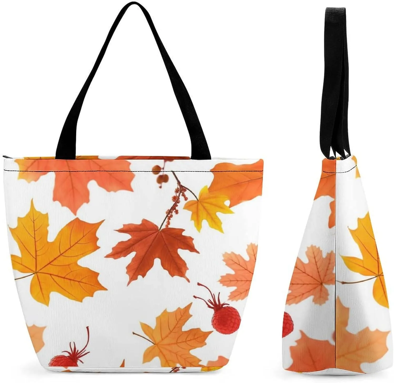 Tote Bag Reusable Grocery Bag Foldable Shopping Bag Extra Large Shoulder Bag Autumn Maple Leaves Tote Bag for Work