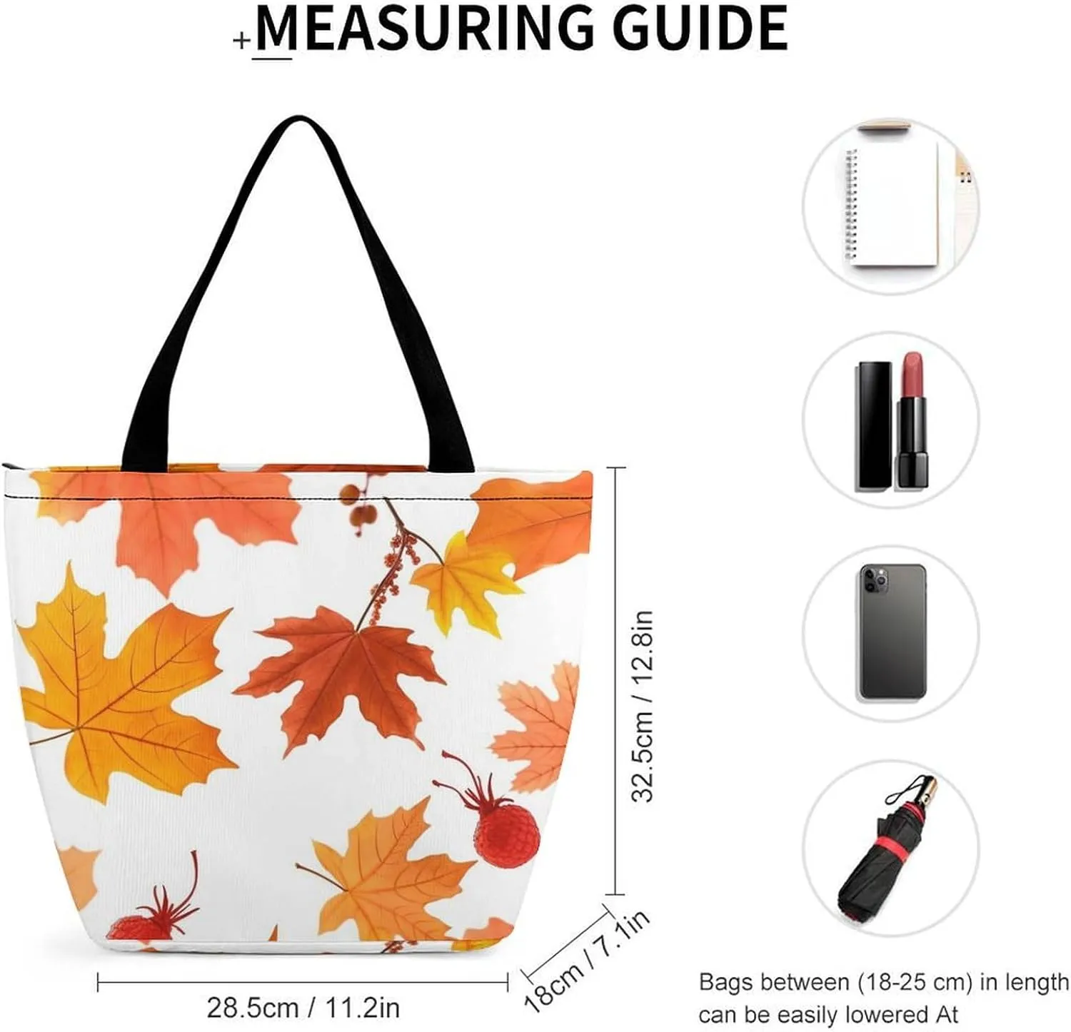 Tote Bag Reusable Grocery Bag Foldable Shopping Bag Extra Large Shoulder Bag Autumn Maple Leaves Tote Bag for Work