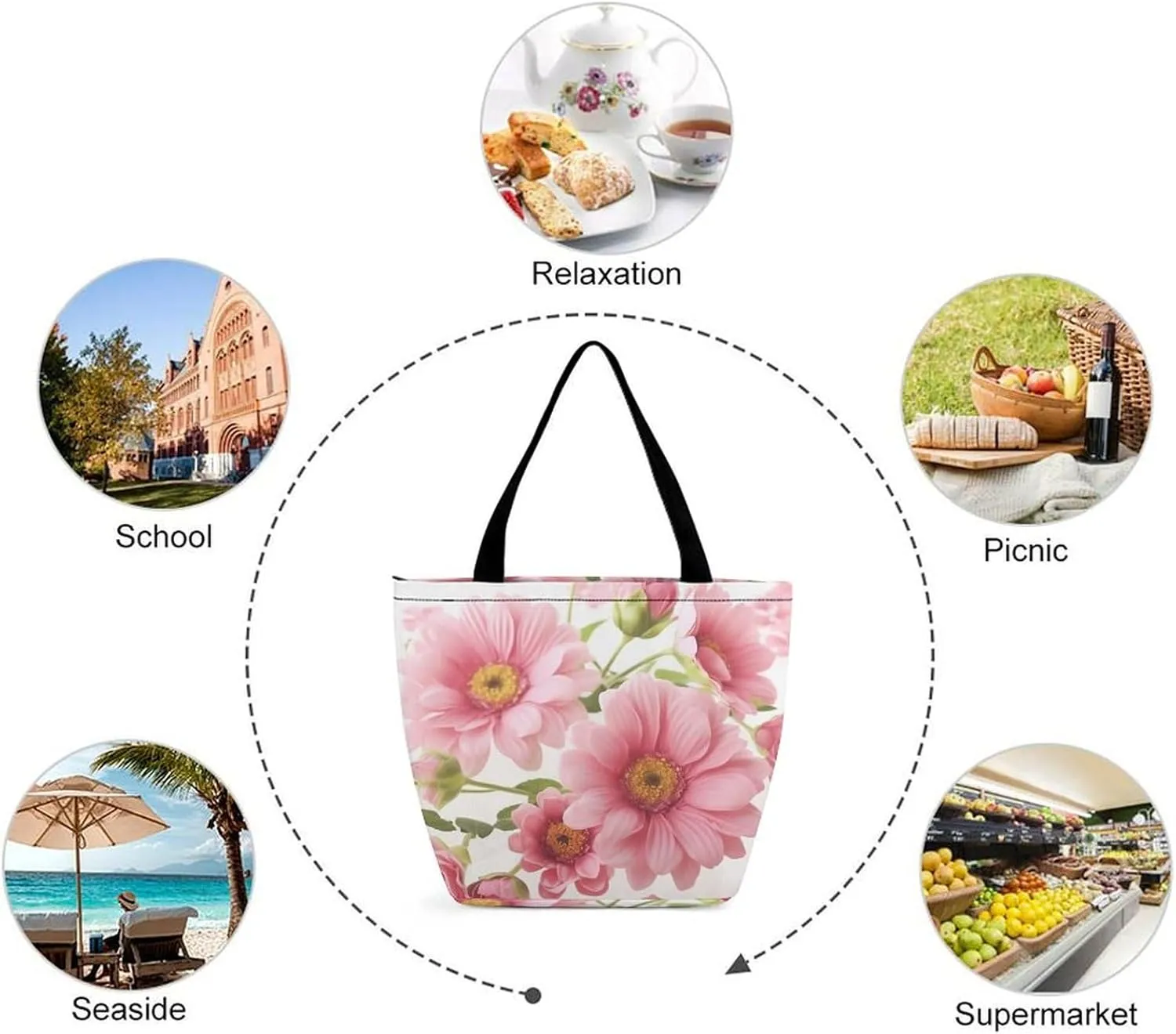 Tote Bag Reusable Grocery Bag Foldable Shopping Bag Extra Large Shoulder Bag Autumn Maple Leaves Tote Bag for Work