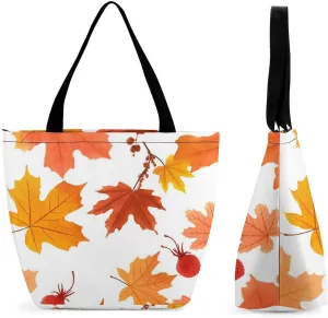 Tote Bag Reusable Grocery Bag Foldable Shopping Bag Extra Large Shoulder Bag Autumn Maple Leaves Tote Bag for Work