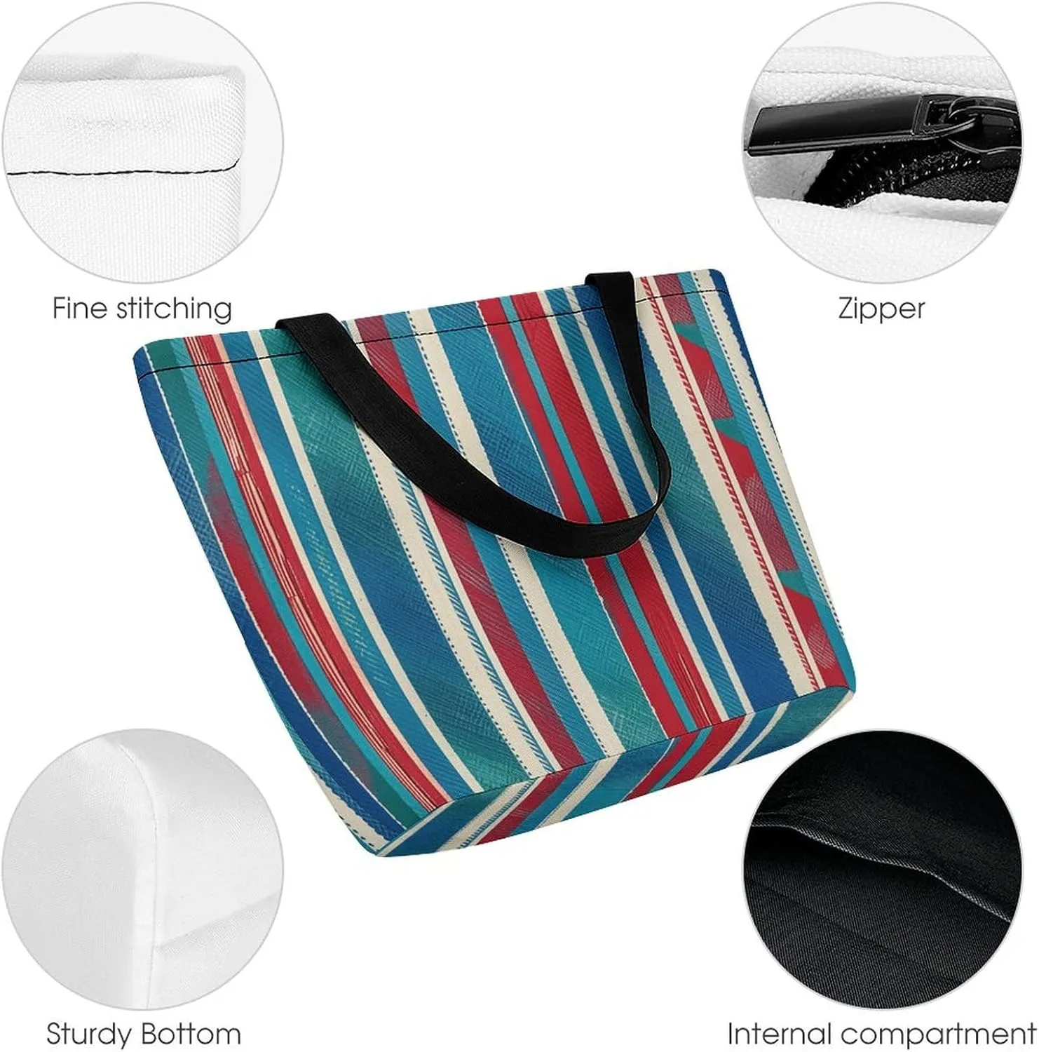 Tote Bag Reusable Grocery Bag Foldable Shopping Bag Extra Large Shoulder Bag Blue White Coral Tote Bag for Travel
