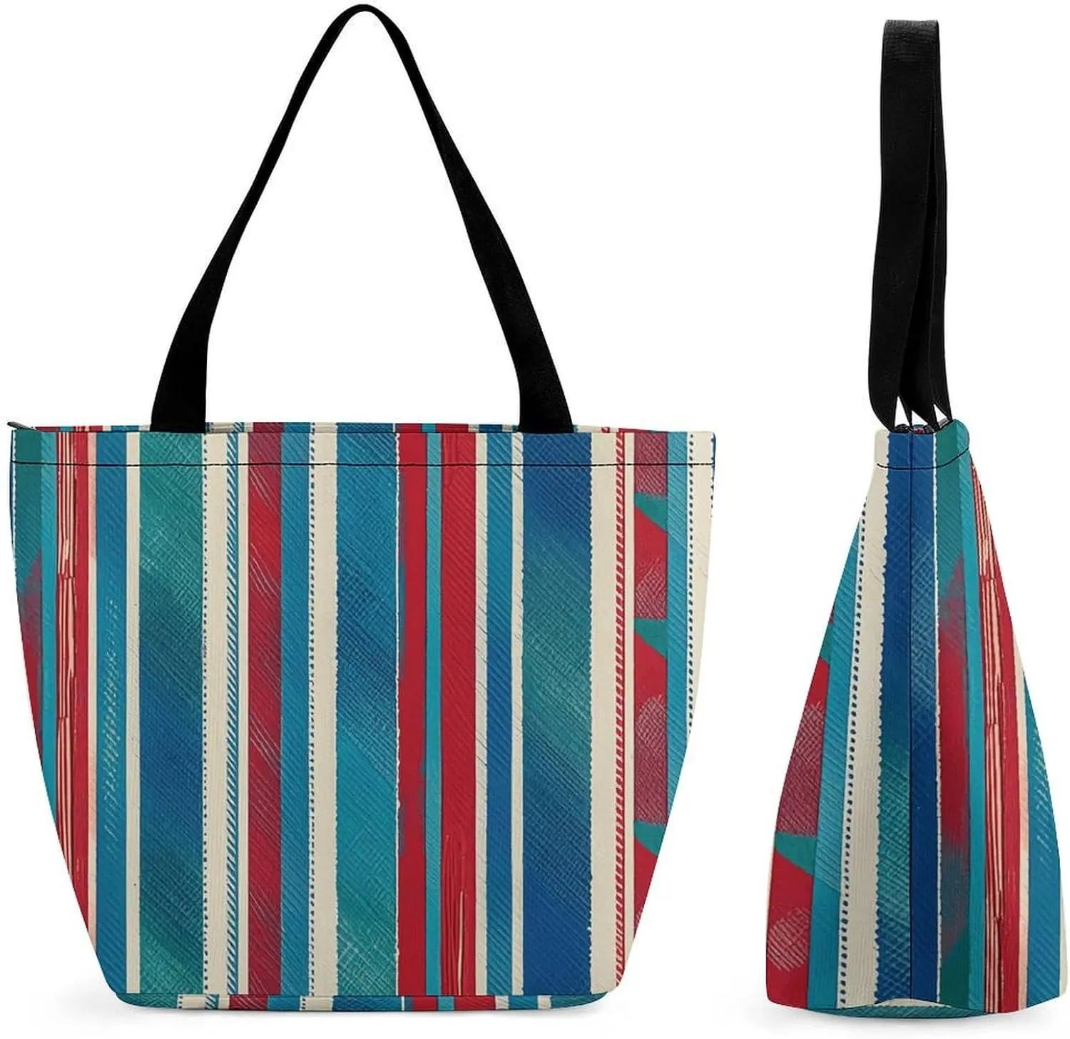 Tote Bag Reusable Grocery Bag Foldable Shopping Bag Extra Large Shoulder Bag Blue White Coral Tote Bag for Travel