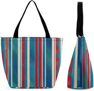 Tote Bag Reusable Grocery Bag Foldable Shopping Bag Extra Large Shoulder Bag Blue White Coral Tote Bag for Travel
