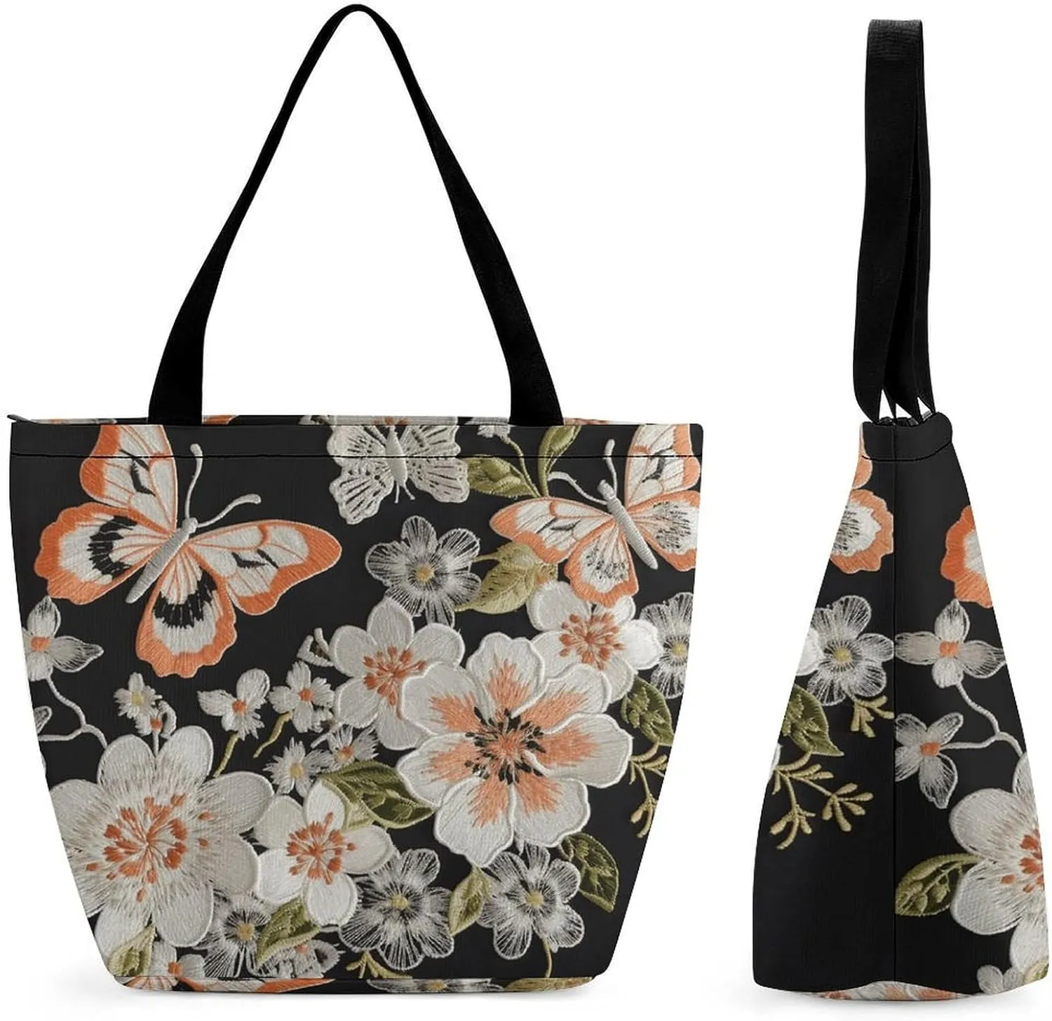 Tote Bag Reusable Grocery Bag Foldable Shopping Bag Extra Large Shoulder Bag Hand Drawn Vegetables Tote Bag for Work