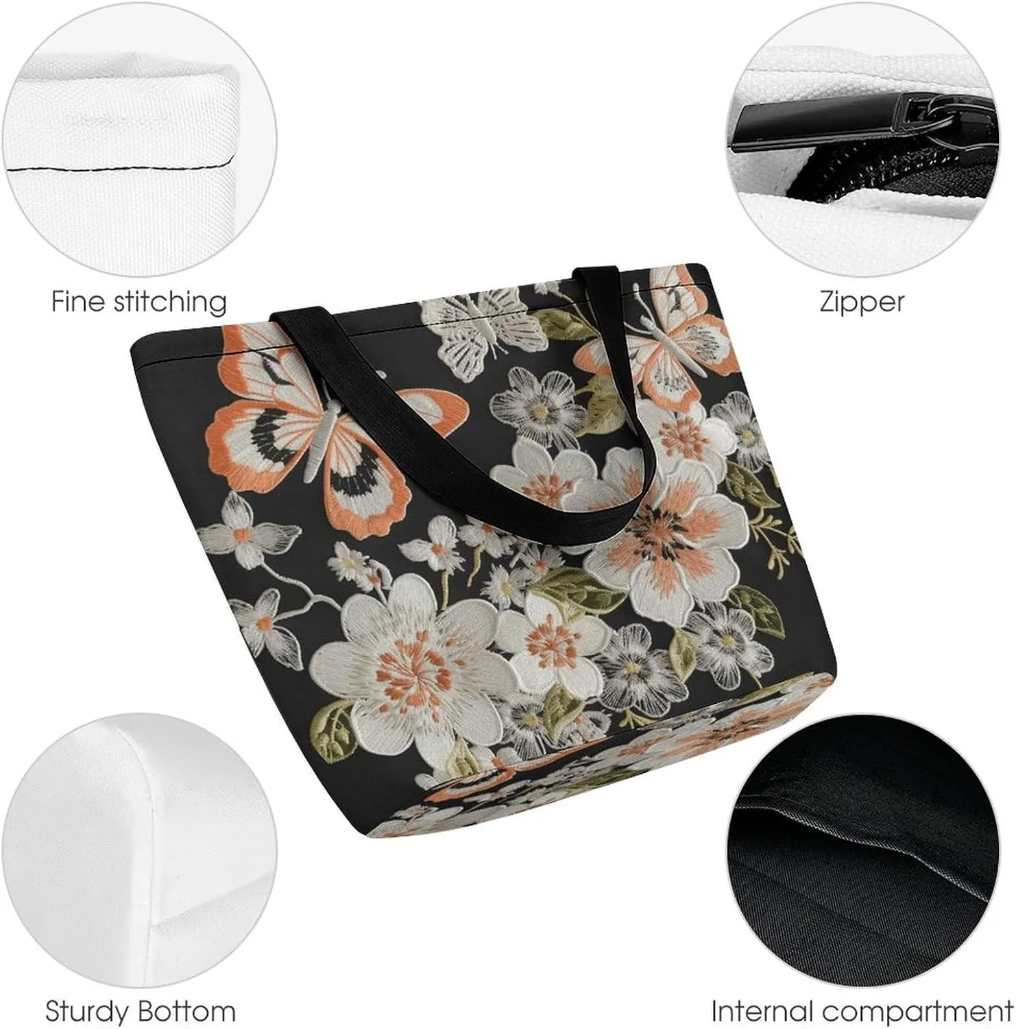 Tote Bag Reusable Grocery Bag Foldable Shopping Bag Extra Large Shoulder Bag Hand Drawn Vegetables Tote Bag for Work
