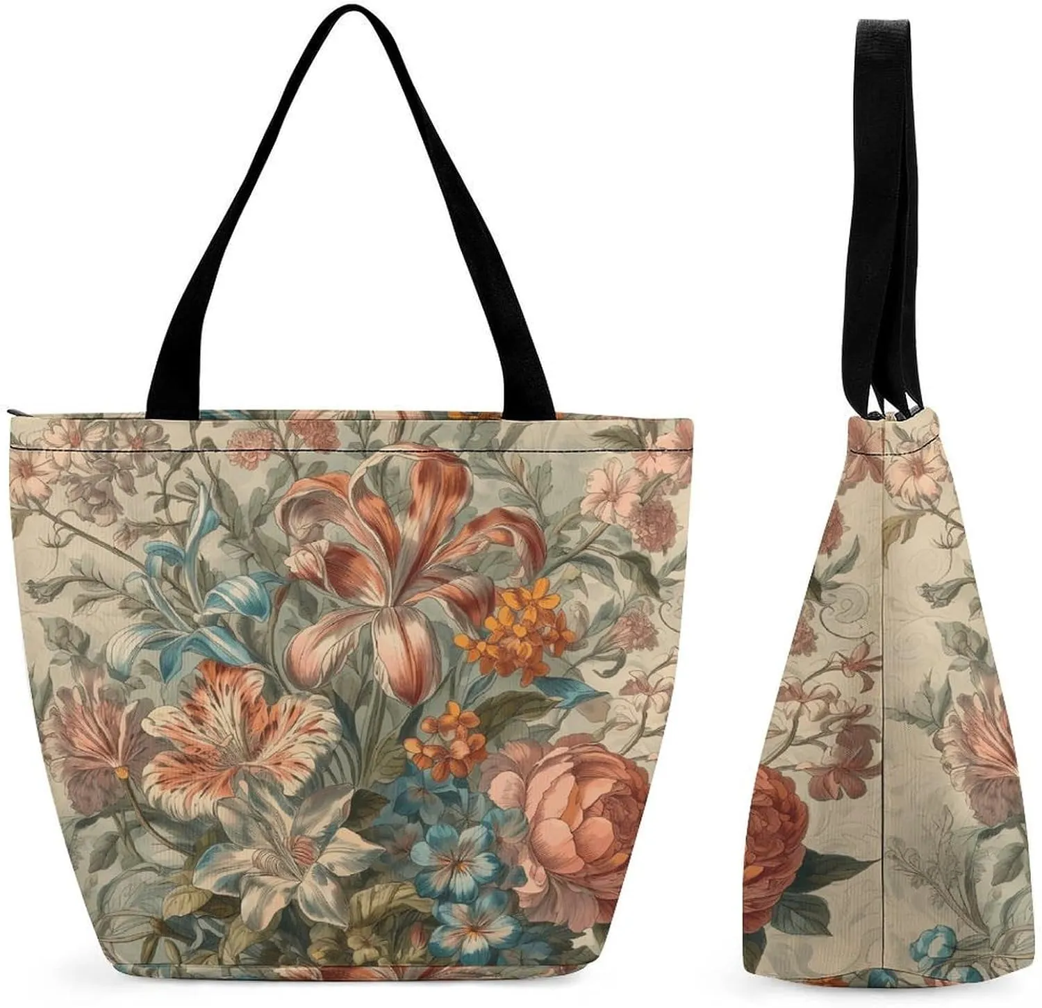 Tote Bag Reusable Grocery Bag Foldable Shopping Bag Extra Large Shoulder Bag Hand Drawn Vegetables Tote Bag for Work