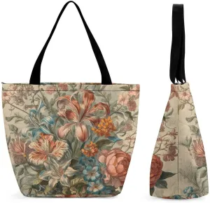 Tote Bag Reusable Grocery Bag Foldable Shopping Bag Extra Large Shoulder Bag Hand Drawn Vegetables Tote Bag for Work