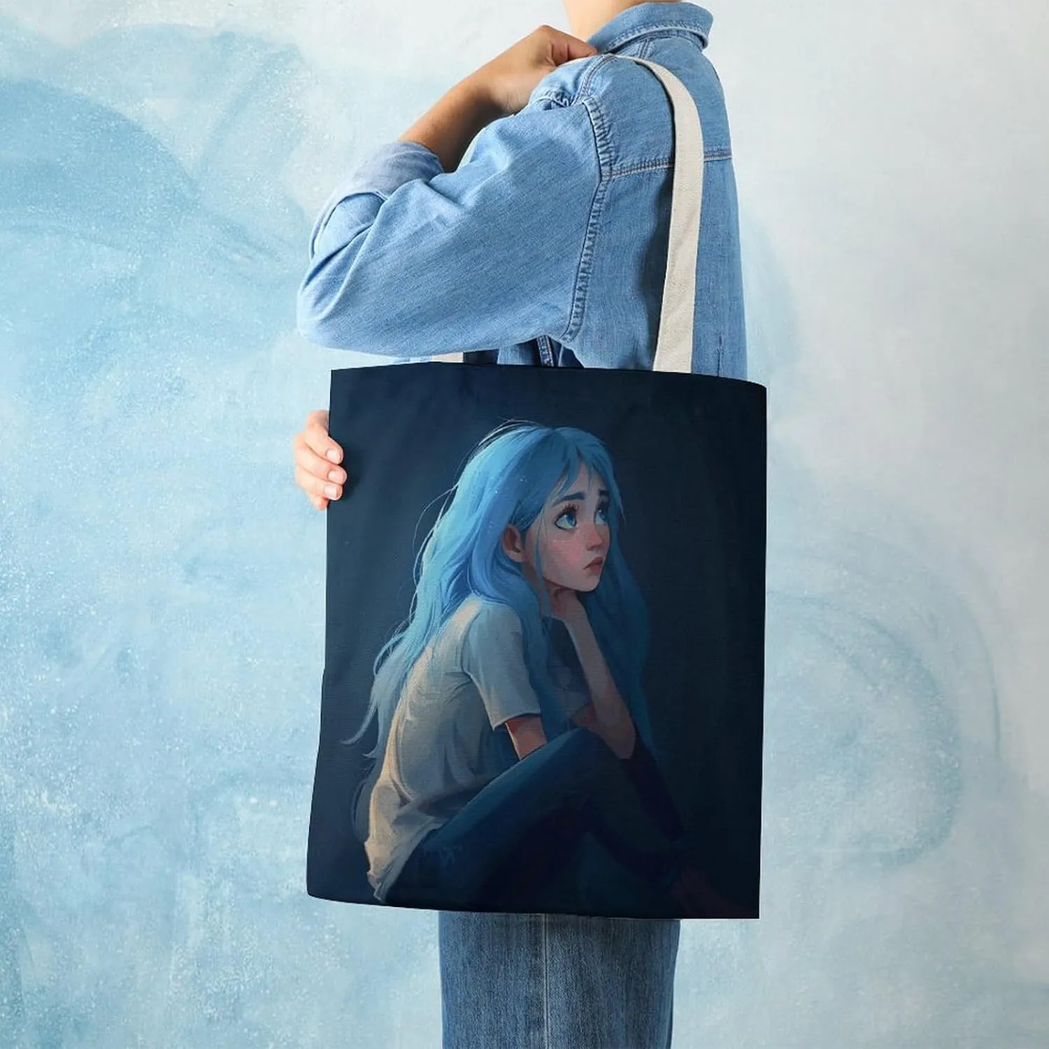 Tote Bags for Women Canvas Handbag White Marble Texture Grocery Bags Shoulder Bag Casual Bag
