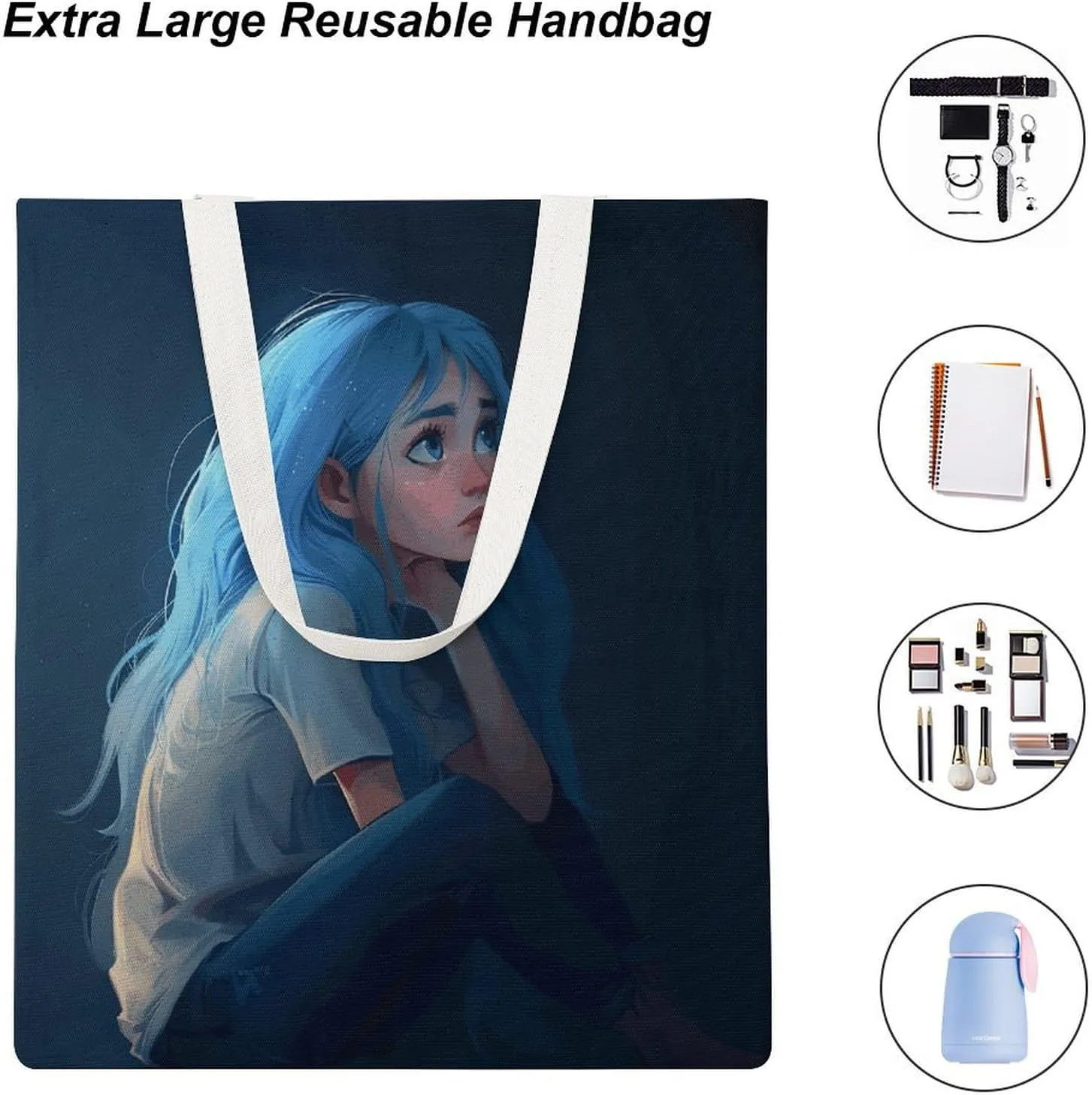 Tote Bags for Women Canvas Handbag White Marble Texture Grocery Bags Shoulder Bag Casual Bag