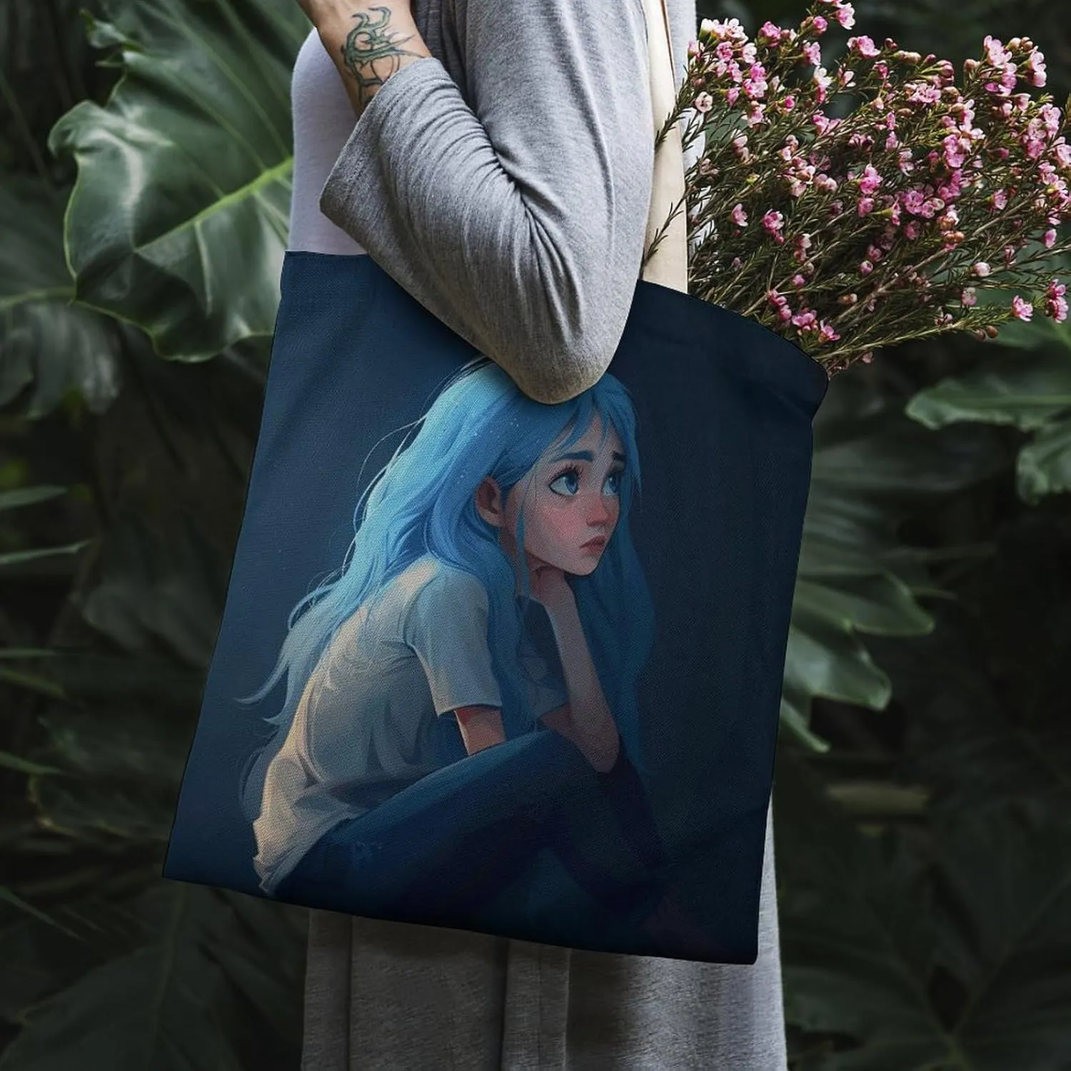 Tote Bags for Women Canvas Handbag White Marble Texture Grocery Bags Shoulder Bag Casual Bag
