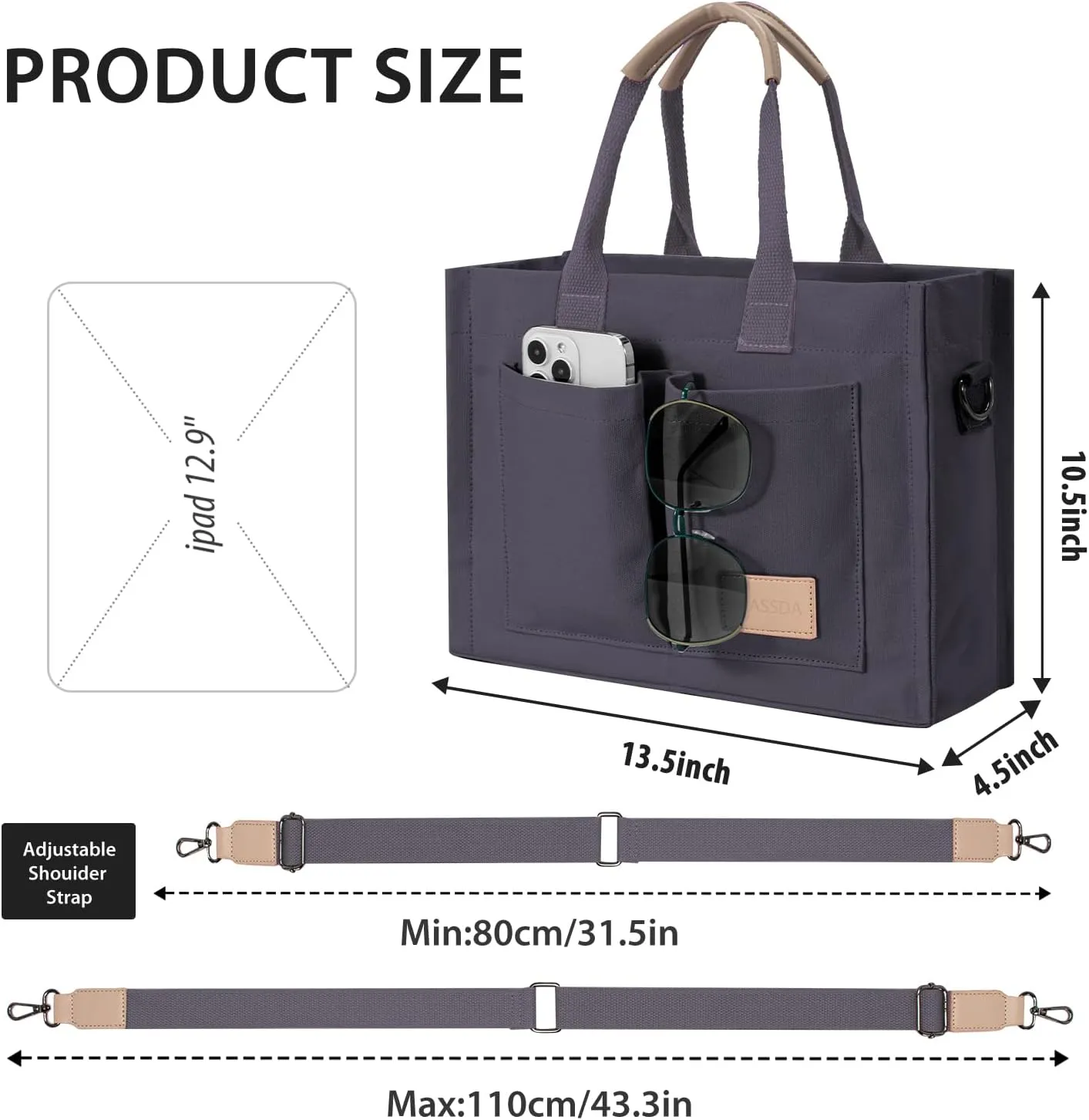 Tote Bags for Women Canvas Tote Purse Crossbody Bags with Pockets Top Handle Shoulder Handbags Satchel Bags for Women