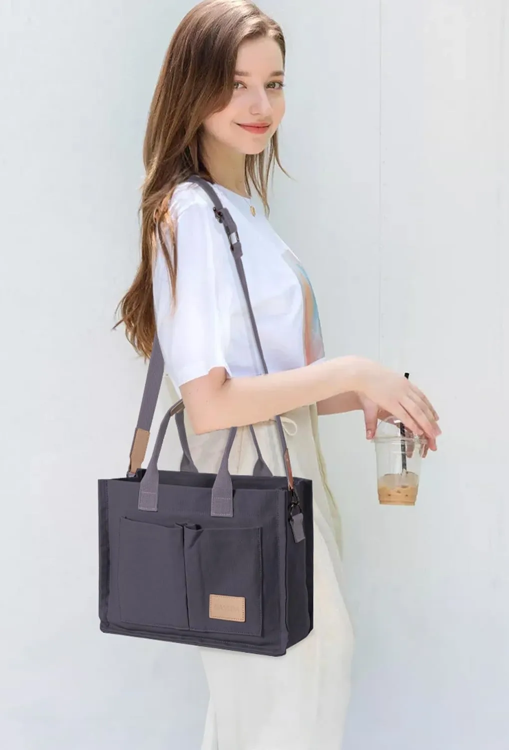 Tote Bags for Women Canvas Tote Purse Crossbody Bags with Pockets Top Handle Shoulder Handbags Satchel Bags for Women