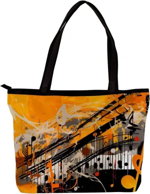 Tote Bags for Women,Womens Handbags,Small Tote Bag,Abstract Melody Notes Pattern