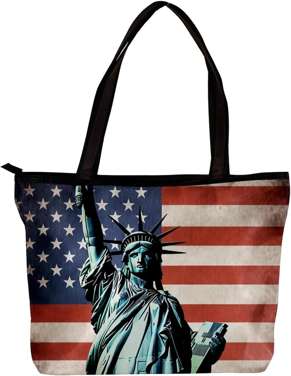 Tote Bags for Women,Womens Handbags,Small Tote Bag,American Flag Statue of Liberty