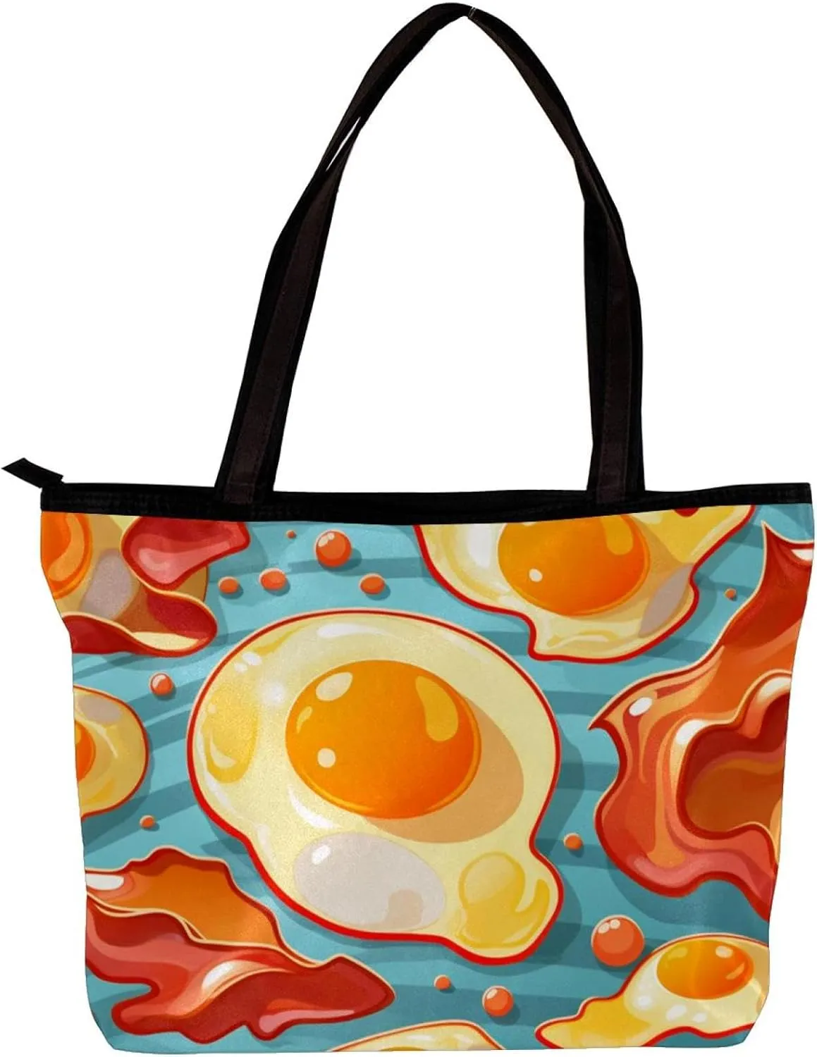 Tote Bags for Women,Womens Handbags,Small Tote Bag,Breakfast Bacon and Eggs