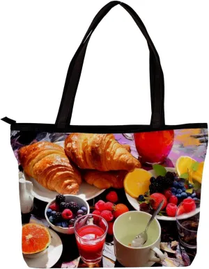 Tote Bags for Women,Womens Handbags,Small Tote Bag,Breakfast Food