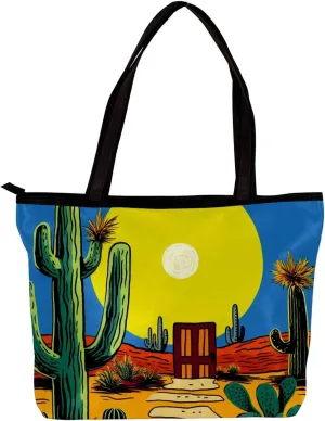 Tote Bags for Women,Womens Handbags,Small Tote Bag,Welcome Green Desert Cactus