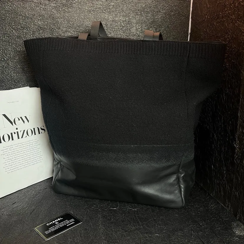 Tote Black Wool 34cm Shipping options Limited-stock deal Leather Bag Chanel Patchwork