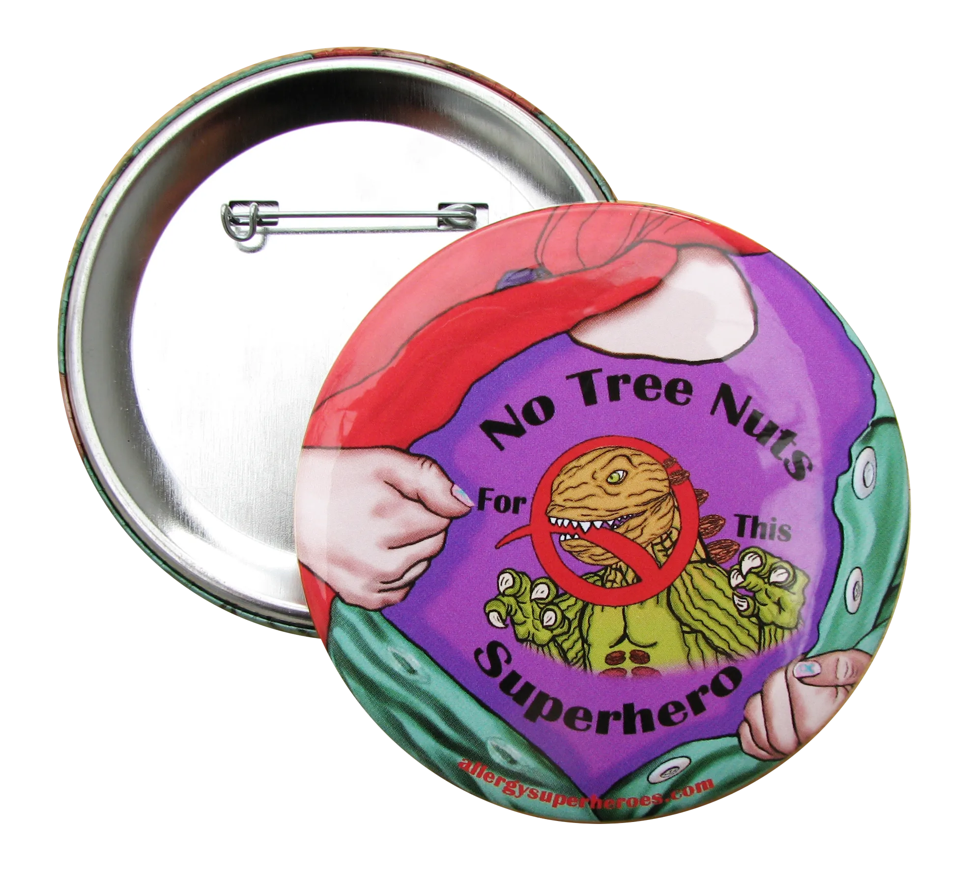 Tree Nut Allergy Superhero Girl Button