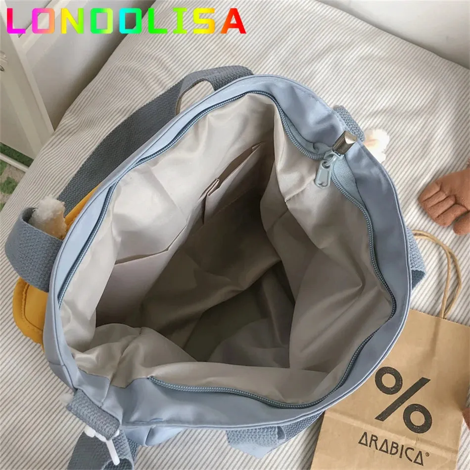 Trendy Nylon Patchwork School Bookbag for Teenager Fashion