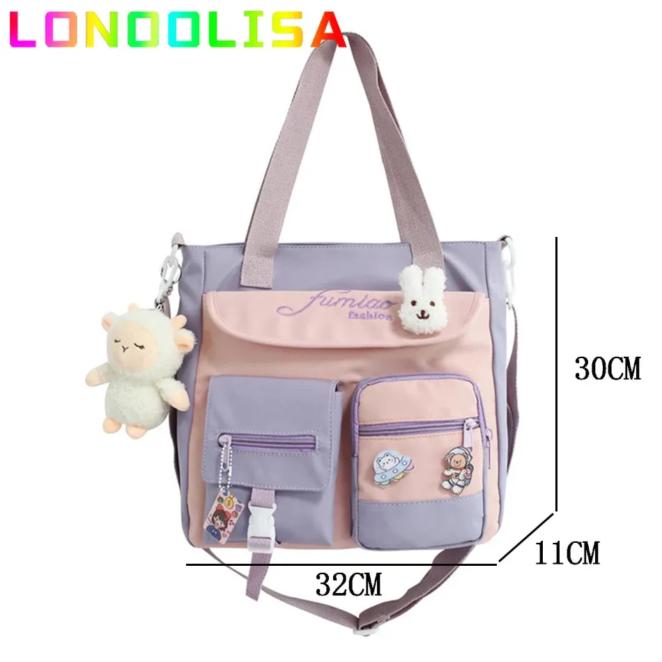 Trendy Nylon Patchwork School Bookbag for Teenager Fashion