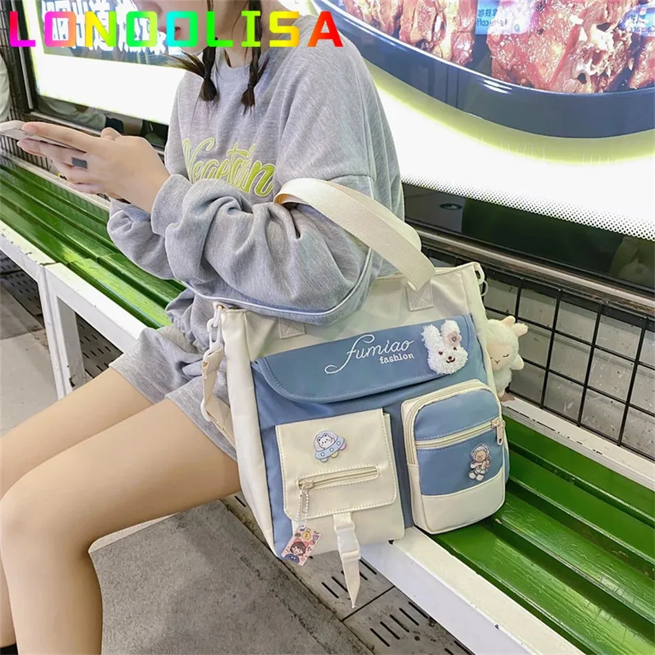 Trendy Nylon Patchwork School Bookbag for Teenager Fashion