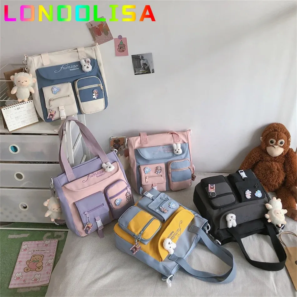 Trendy Nylon Patchwork School Bookbag for Teenager Fashion