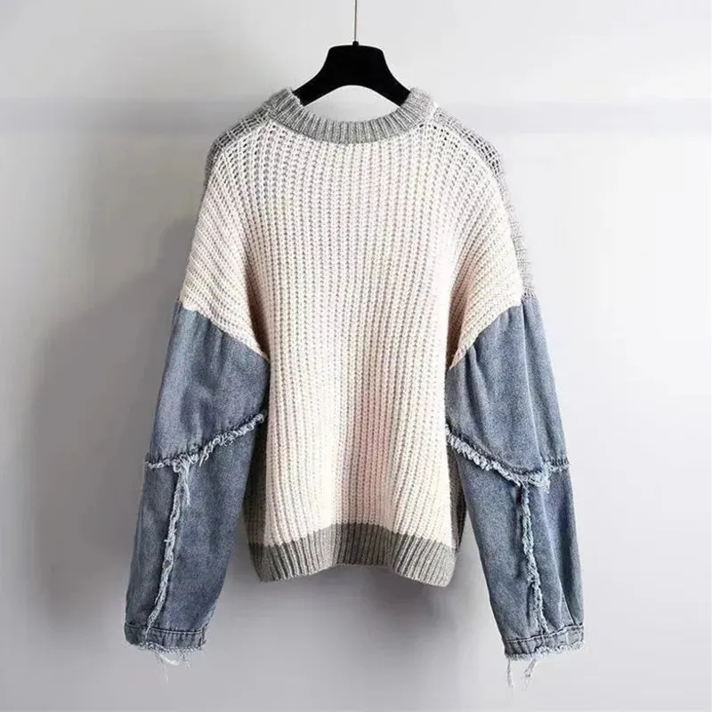 Trendy Patchwork Long Sleeve Sweater