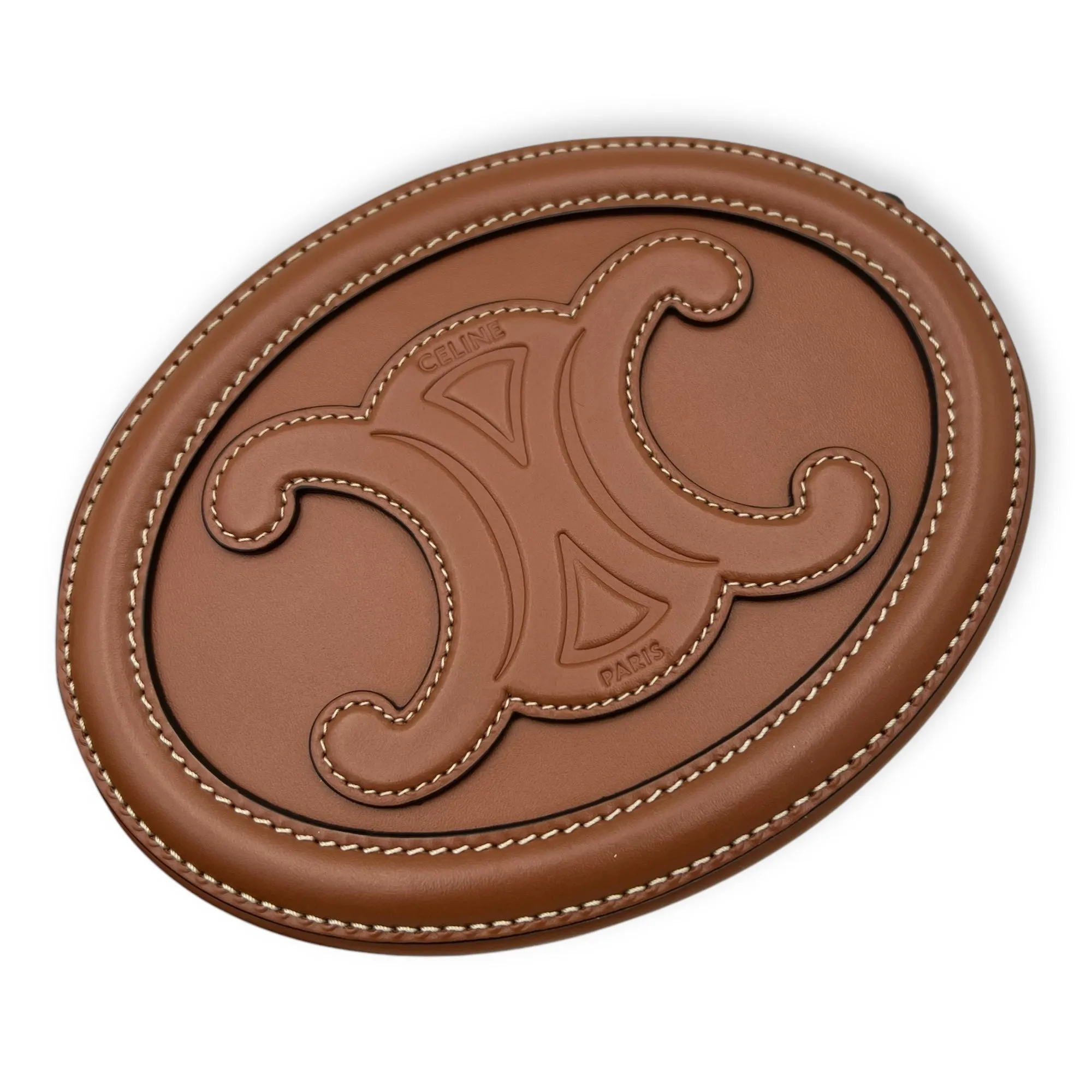 Triomphe Crossbody Bag Brown in Calfskin, Gold hardware