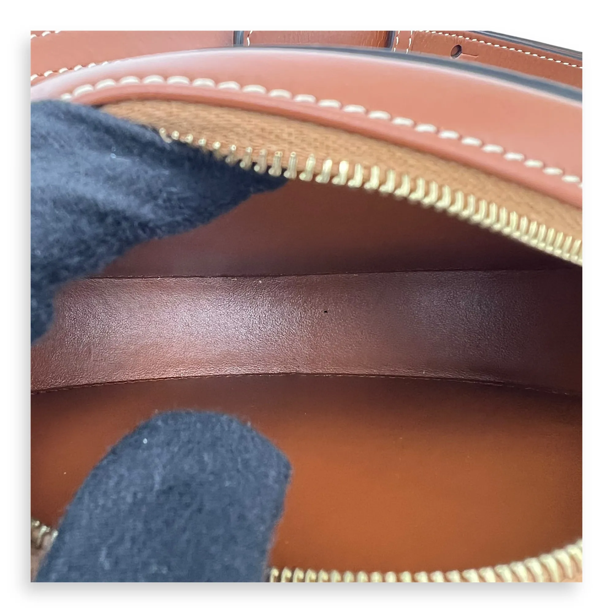 Triomphe Crossbody Bag Brown in Calfskin, Gold hardware