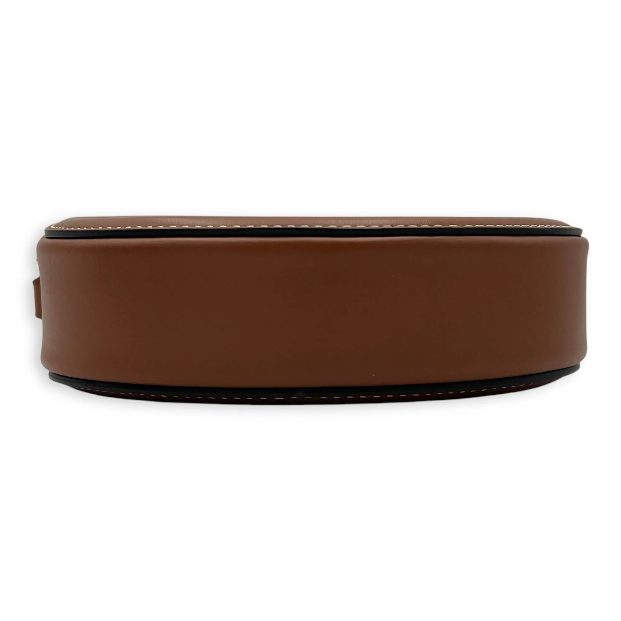 Triomphe Crossbody Bag Brown in Calfskin, Gold hardware