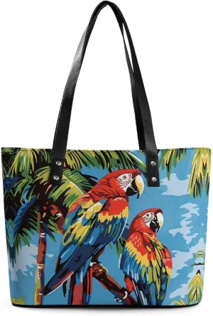 Tropical Parrots Purse for Women Casual Tote Bags Purses Ladies Top Handle Shoulder Handbag for Work Travel