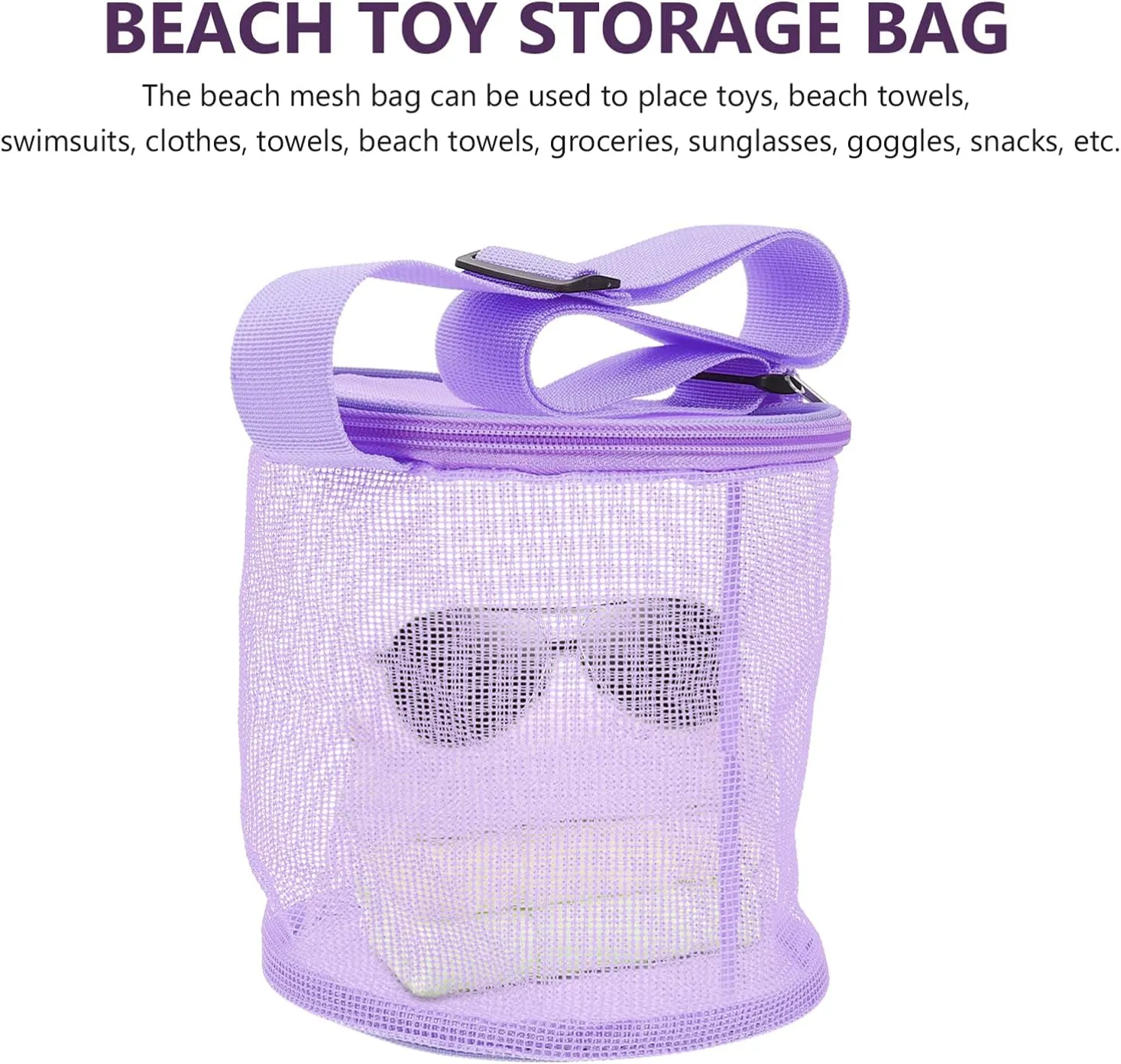 Tulle Shell Bag Beach Toys Storage Mesh Travel Tote Compact Easy to Fold Stylish and Beautiful