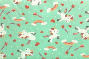 Unicorn On Green Patchwork / Craft Fabric