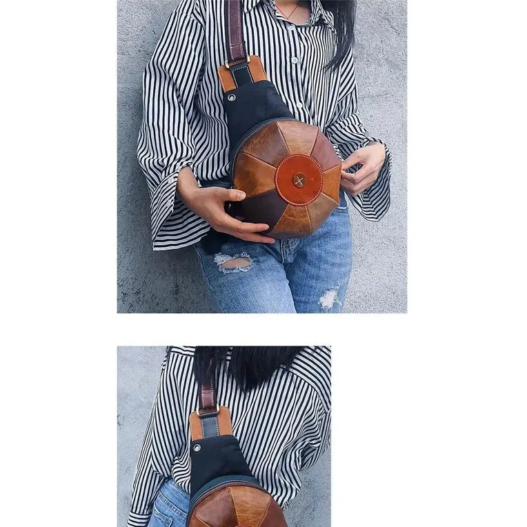 Unique Design Women’s Chest Bag with Earphone Hole Leather Sling
