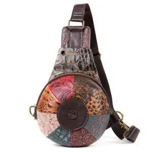 Unique Design Women’s Chest Bag with Earphone Hole Leather Sling