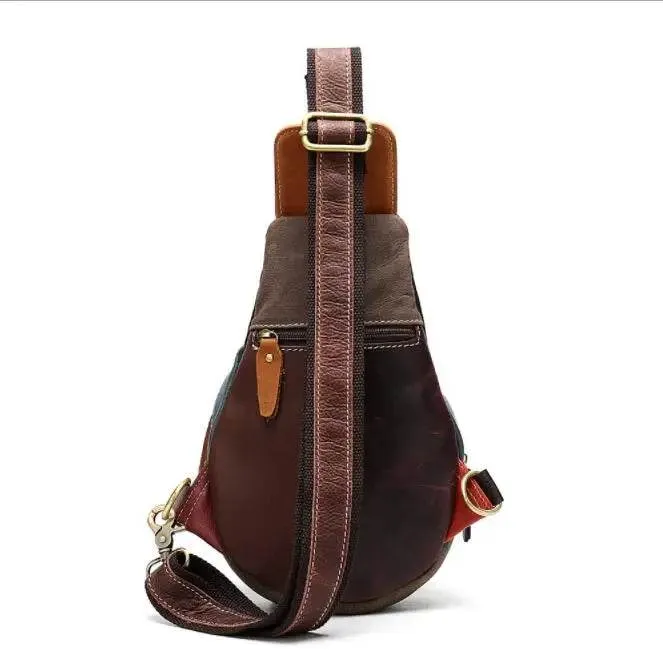 Unique Design Women’s Chest Bag with Earphone Hole Leather Sling