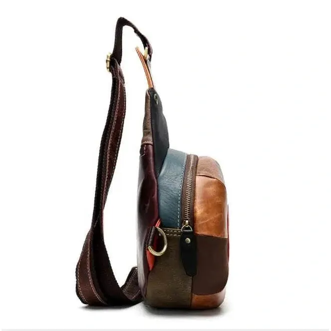 Unique Design Women’s Chest Bag with Earphone Hole Leather Sling
