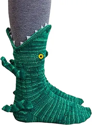 Unisex Novelty Shark Crocodile Shape Knit Socks - Winter Home Warm Floor Socks