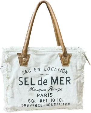 Upcycled Canvas Craft Tote Real Leather Lightweight Hand Bag with Open Zipper Carry Bags for Women's