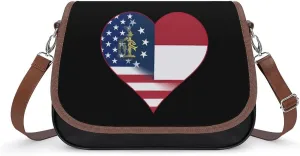 U.S.A. State of Georgia Flag Heart Fashion Crossbody Bags for Women Lightweight Shoulder Handbags Travel Purse with Strap Custom Gifts