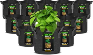 Utopia Home 12 Pack 5 Gallon Grow Bags, 300G Thickened Nonwoven Plant Fabric Pots for Outdoor, Grow Pots, Garden Plant Bags, Aeration Fabric Planters for Fruits, Vegetables and Flowers