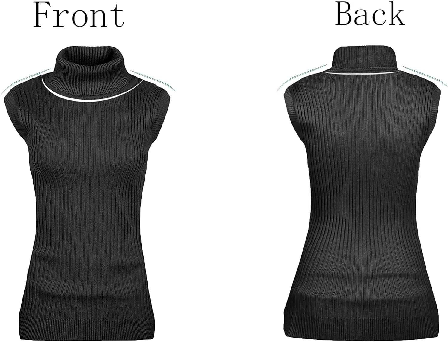v28 Women Sleeveless High Neck Turtleneck Stretchable Knit Sweater Top