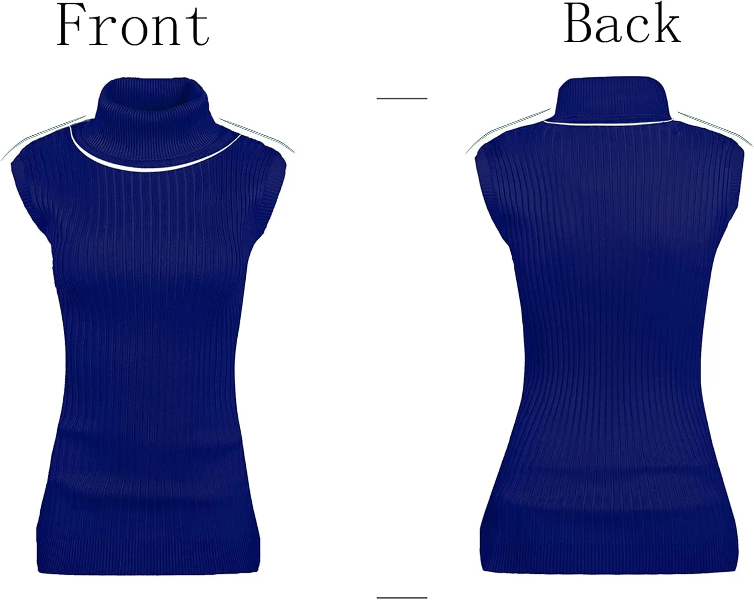 v28 Women Sleeveless High Neck Turtleneck Stretchable Knit Sweater Top