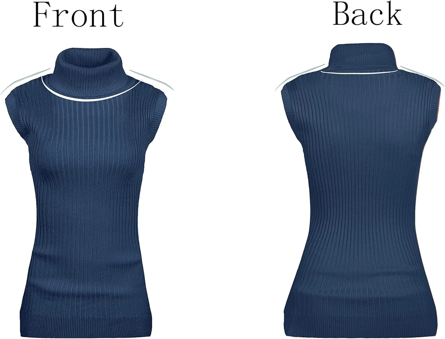 v28 Women Sleeveless High Neck Turtleneck Stretchable Knit Sweater Top